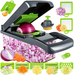 16-in-1 Multifunctional Handheld Vegetable Cutter & Slicer with Container