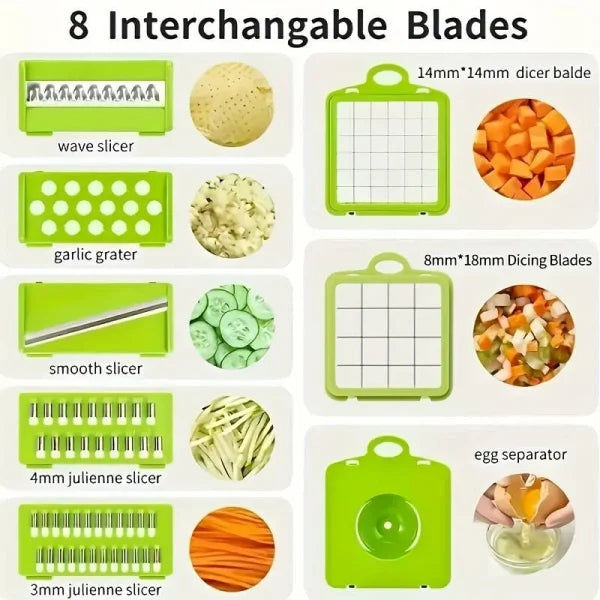 16-in-1 Multifunctional Handheld Vegetable Cutter & Slicer with Container