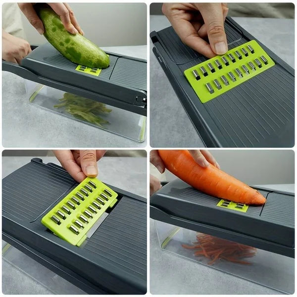 16-in-1 Multifunctional Handheld Vegetable Cutter & Slicer with Container