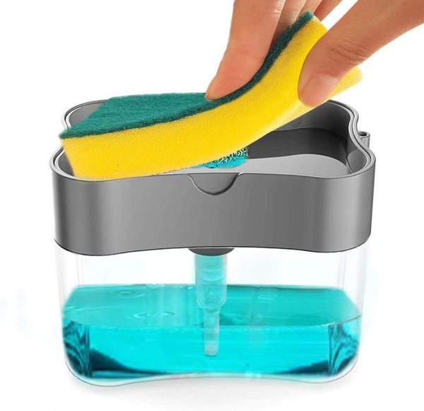 2-in-1 Soap Dispenser with Sponge Holder | Liquid Soap Pump & Caddy