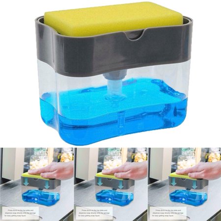 2-in-1 Soap Dispenser with Sponge Holder | Liquid Soap Pump & Caddy