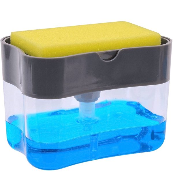 2-in-1 Soap Dispenser with Sponge Holder | Liquid Soap Pump & Caddy