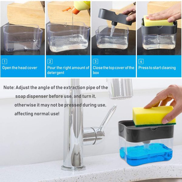 2-in-1 Soap Dispenser with Sponge Holder | Liquid Soap Pump & Caddy