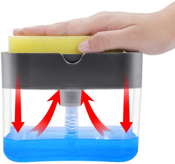 2-in-1 Soap Dispenser with Sponge Holder | Liquid Soap Pump & Caddy