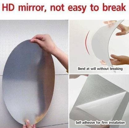 New Year Sale Offer (2 Pcs) Flexible Self-Adhesive Oval Shape Mirror Stickers (2 Pcs) – Buy 1 Get 1 Free