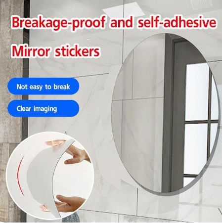 New Year Sale Offer (2 Pcs) Flexible Self-Adhesive Oval Shape Mirror Stickers (2 Pcs) – Buy 1 Get 1 Free