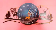 Forest Figure Deer 3D Wall Clock - Stylish Wooden Clock for Home Decor